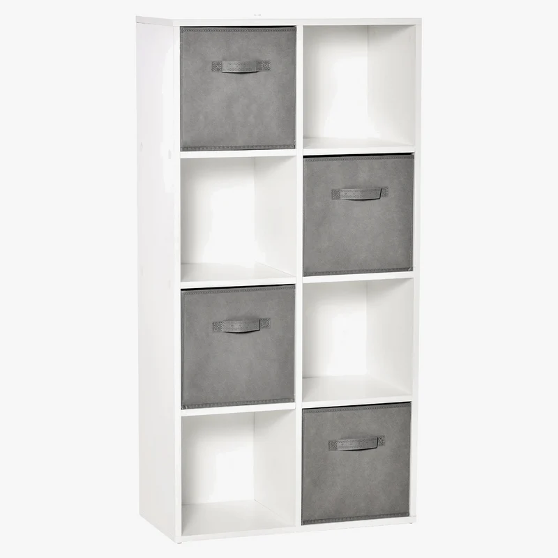 etagère 8 cubes avec tiroirs en tissu amovibles