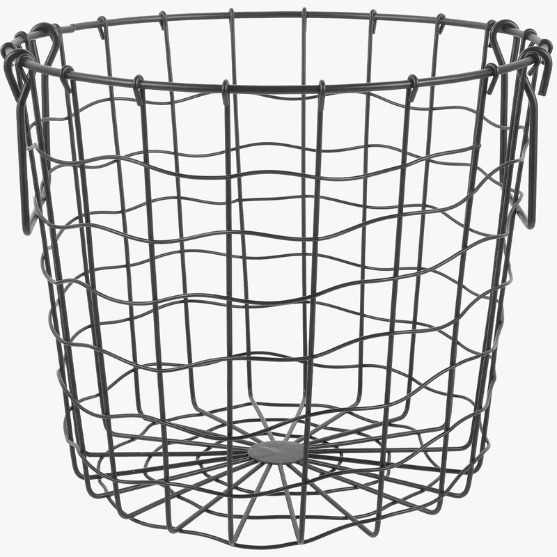 panier de rangement rond en fer pour bois de chauffage extérieur