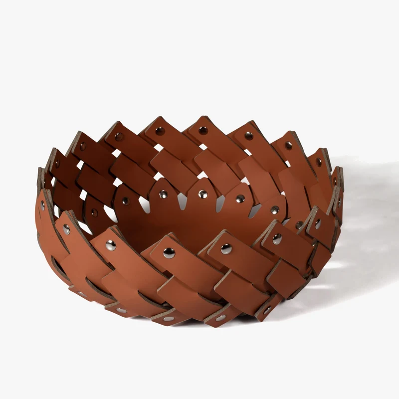 paniers de rangement en cuir tressé faits main de luxe