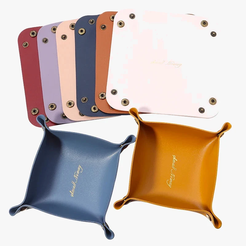 boîte de rangement en cuir pliable pour bijoux et accessoires