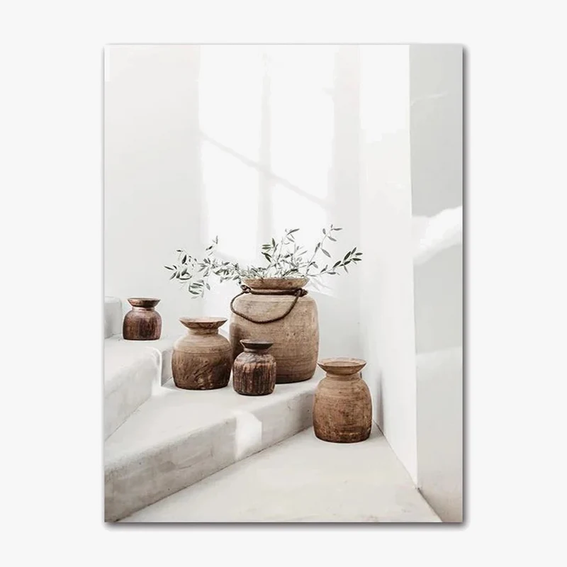 vase bohème art mural peinture nature morte esthétique décorative