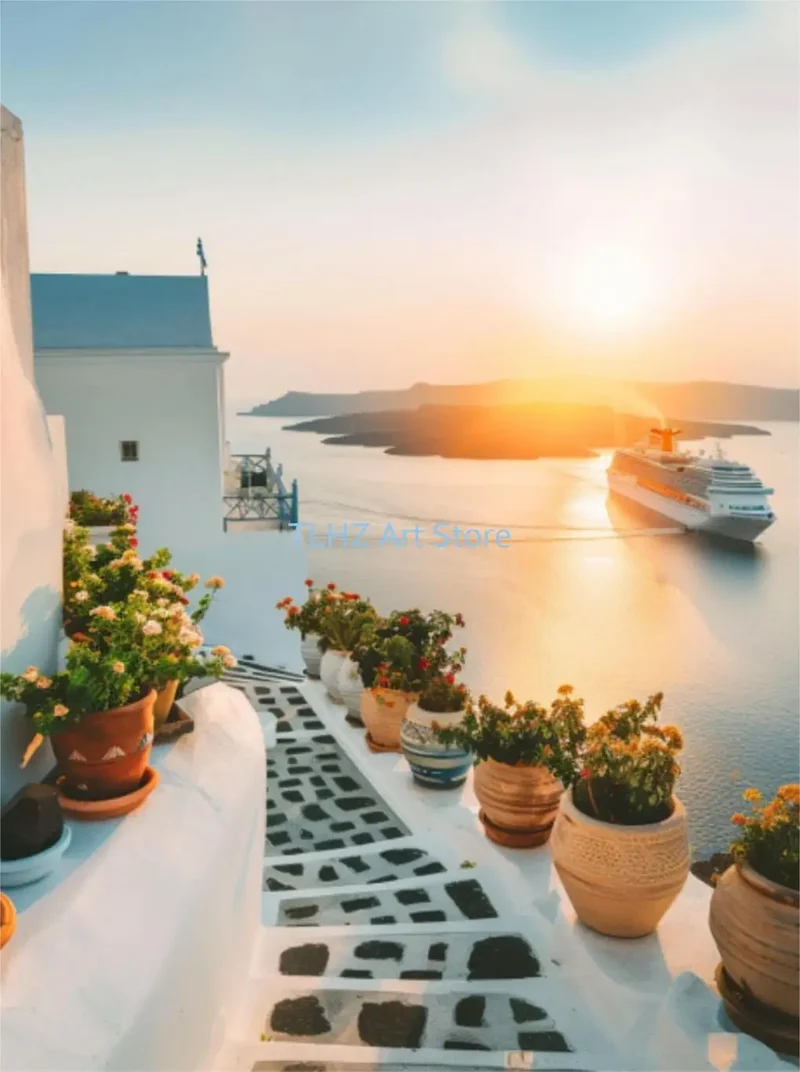 affiches modernes de paysage de voyage en grèce santorin décor mural