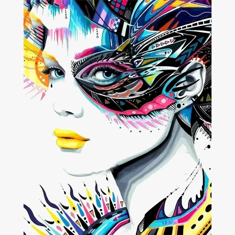 peinture par numéro portrait fille bricolage artistique cadeau décoratif