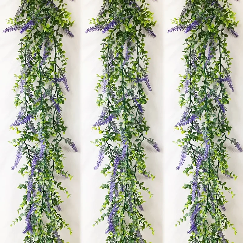 plantes d'eucalyptus artificielles et fleurs de lavande pour décoration