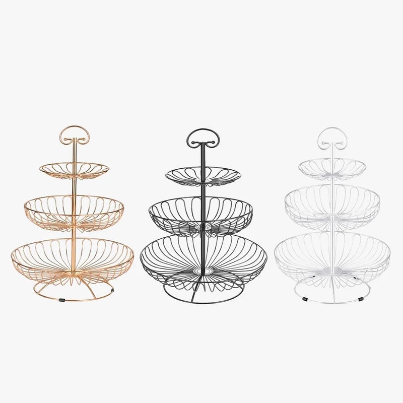 corbeille à fruits à trois niveaux en fil métallique