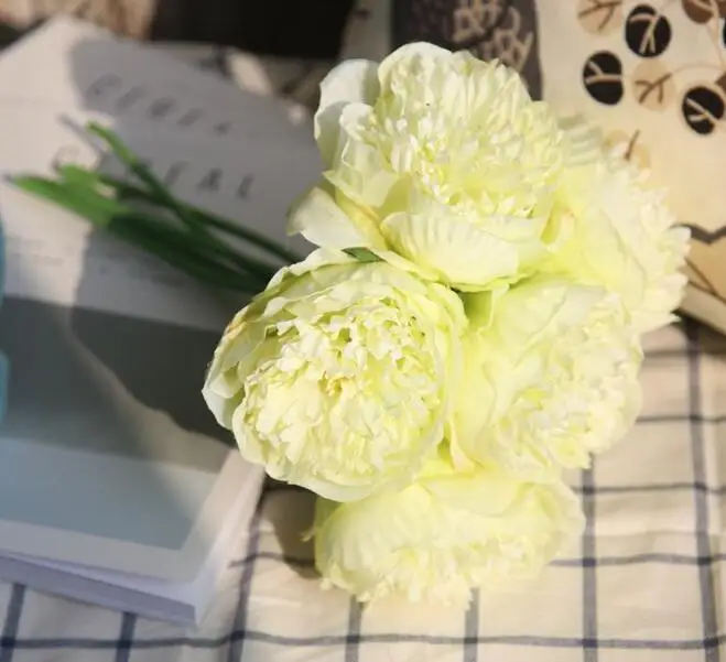 lot de 5 pivoines artificielles pour mariage et décoration intérieure