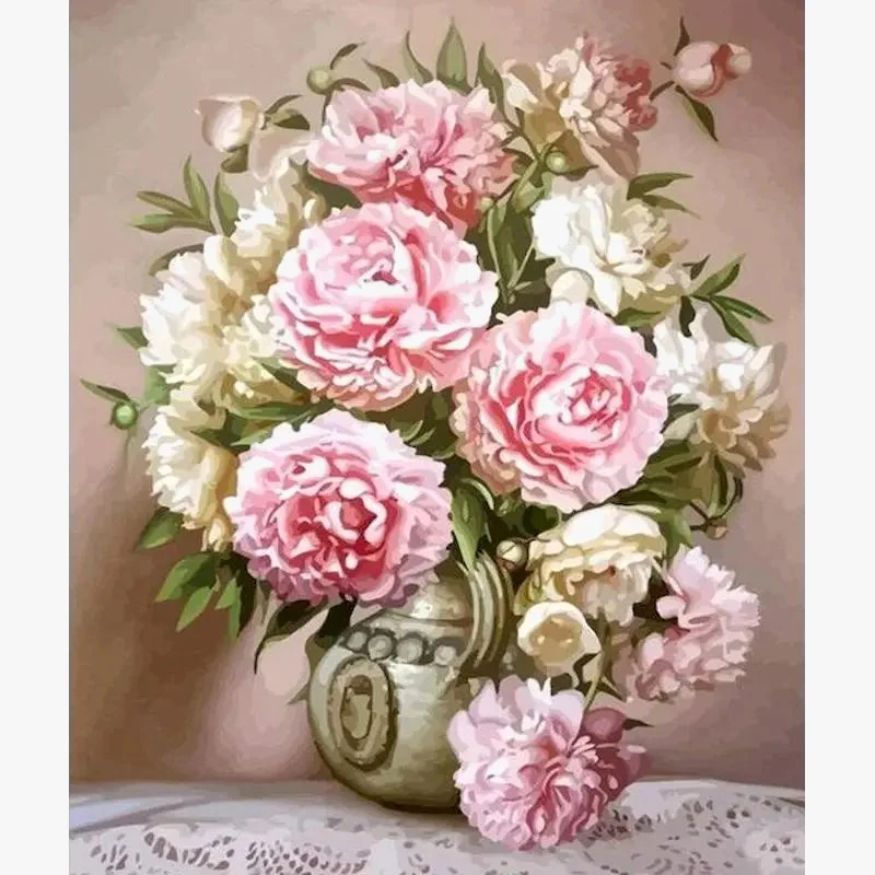 kit de peinture par numéro fleur à colorier sur toile pour adultes