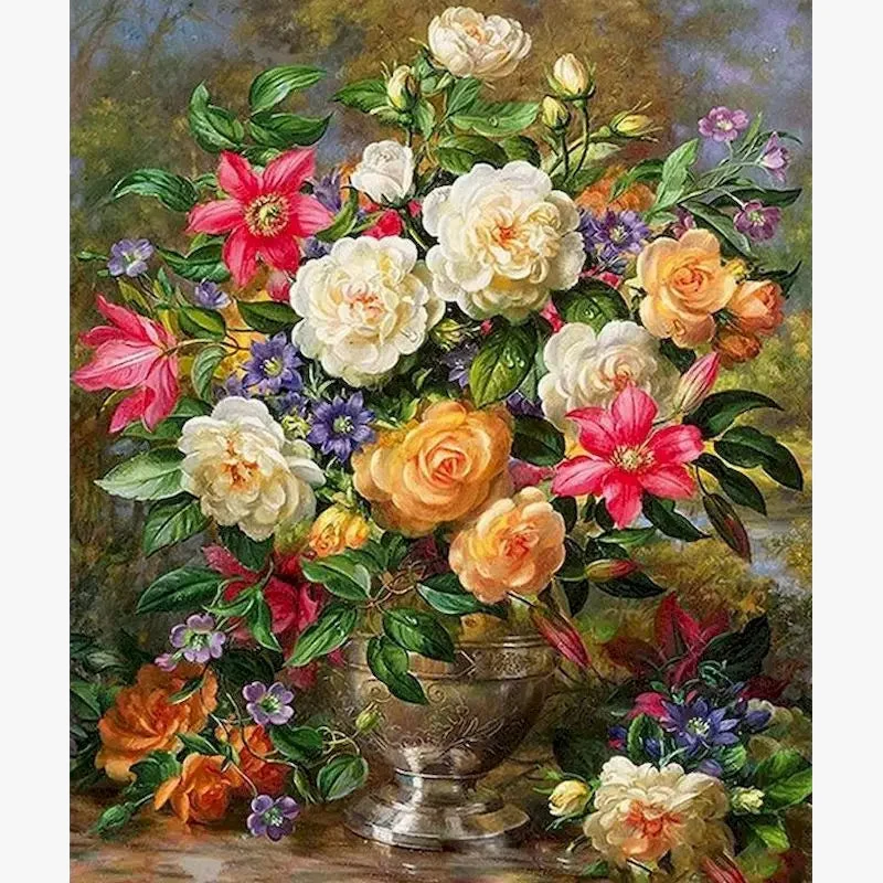 kit de peinture par numéro fleur à colorier pour adultes