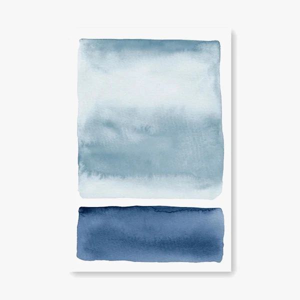 peinture abstraite aquarelle bleue art mural côtier décor moderne