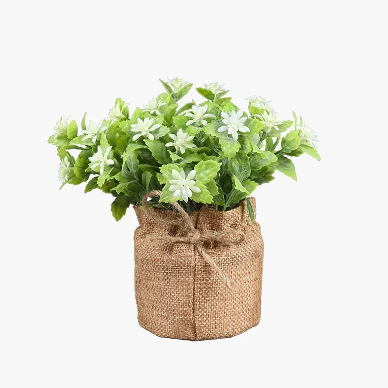 bouquet de jasmin artificiel en pot pour décoration intérieure