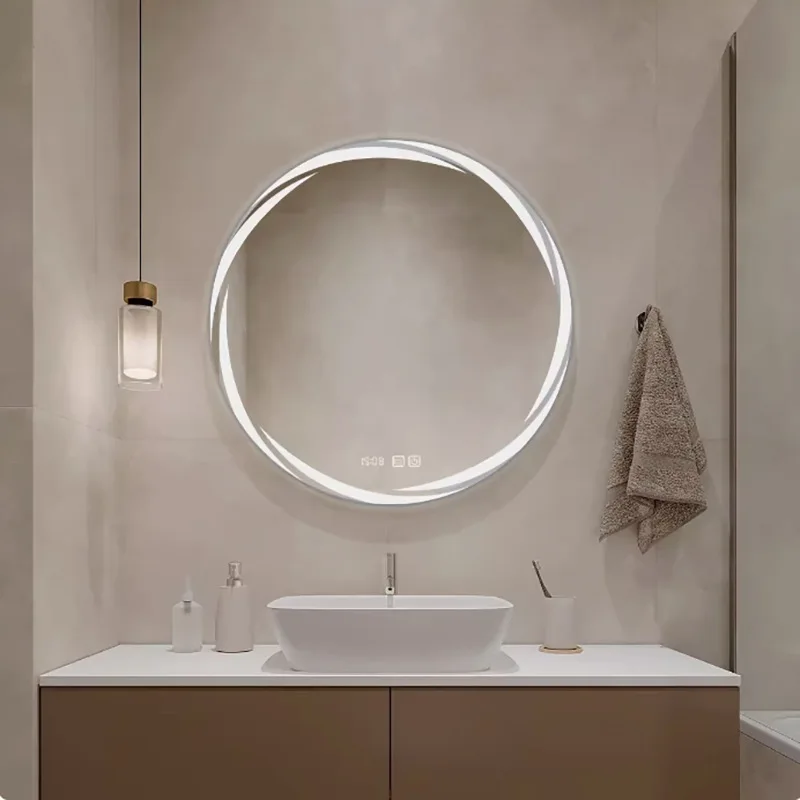 miroir circulaire créatif éclairé pour décoration moderne