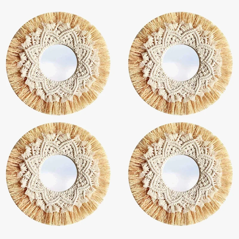 miroir tissé à la main décoration murale boho nordique décorateur