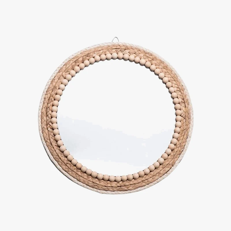 miroir mural rond en rotin style bohème décoration murale élégante