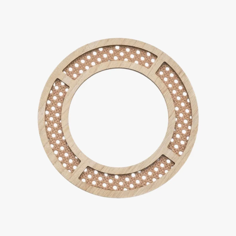 miroir rond en rotin bohème pour décoration intérieure