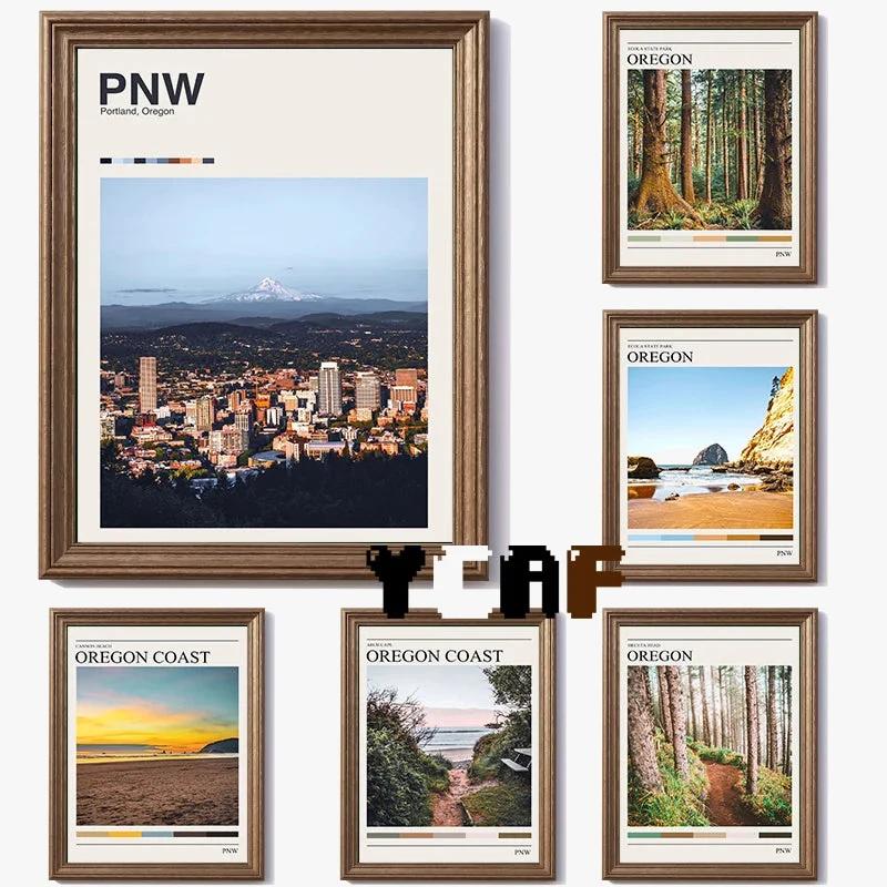 affiche forêt côte oregon impression toile décoration murale paysage naturel