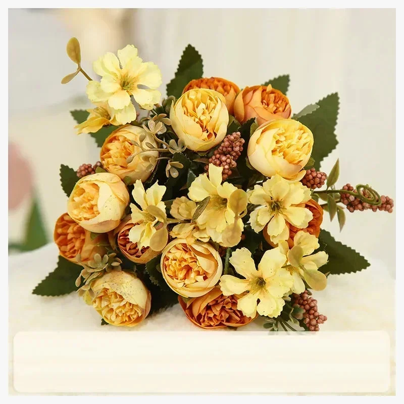 décoration de mariage fleurs artificielles en soie et plantes vertes