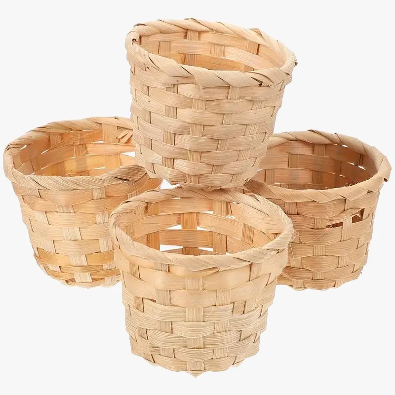 lot de 10 paniers en bambou pour rangement fruits et bureau