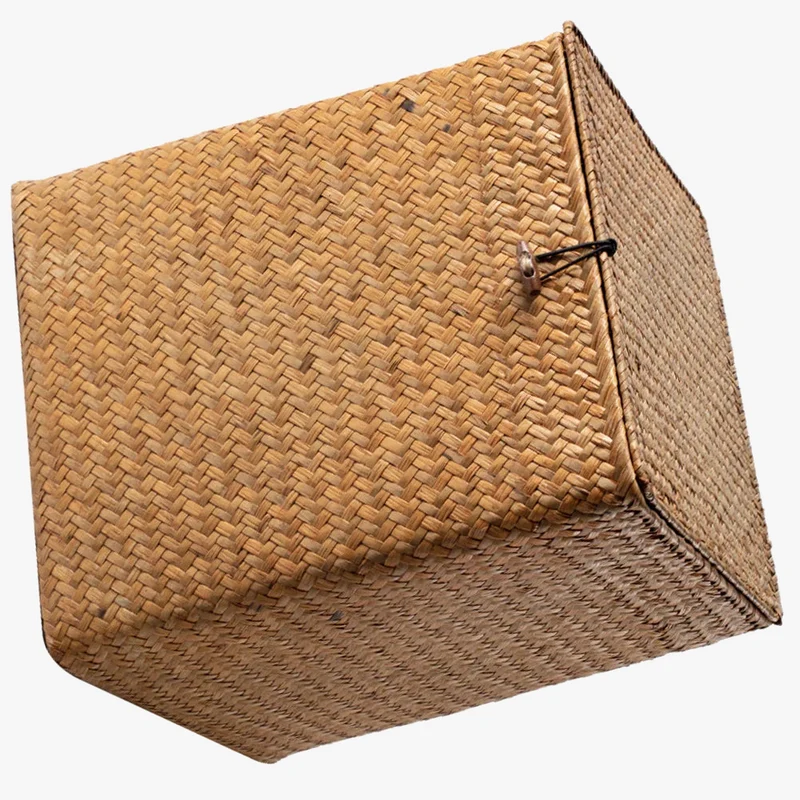 panier de pique-nique vintage en osier tissé à la main avec couvercle