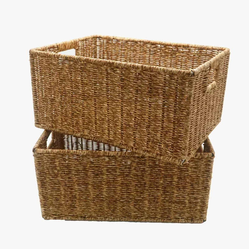 panier rectangulaire en rotin pour rangement divers