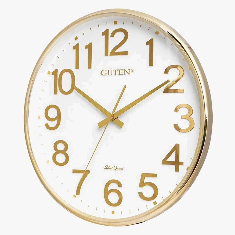 horloge murale moderne dorée design 3D silencieuse pour décoration intérieure