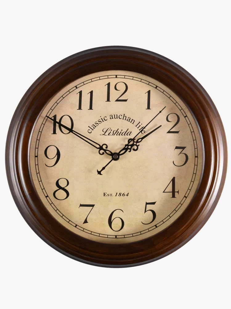 horloge murale silencieuse personnalisable en bois moderne rétro