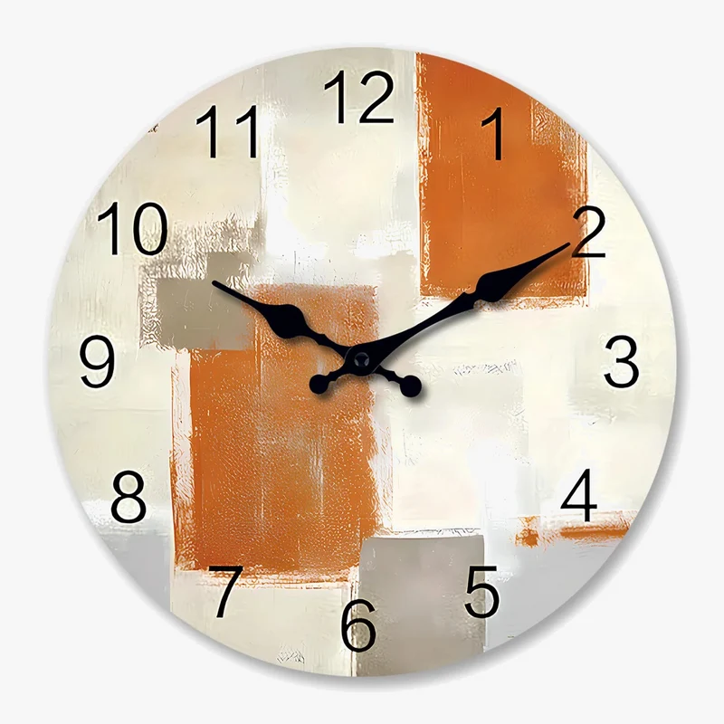 horloge murale moderne en bois motif abstrait silencieuse décorative