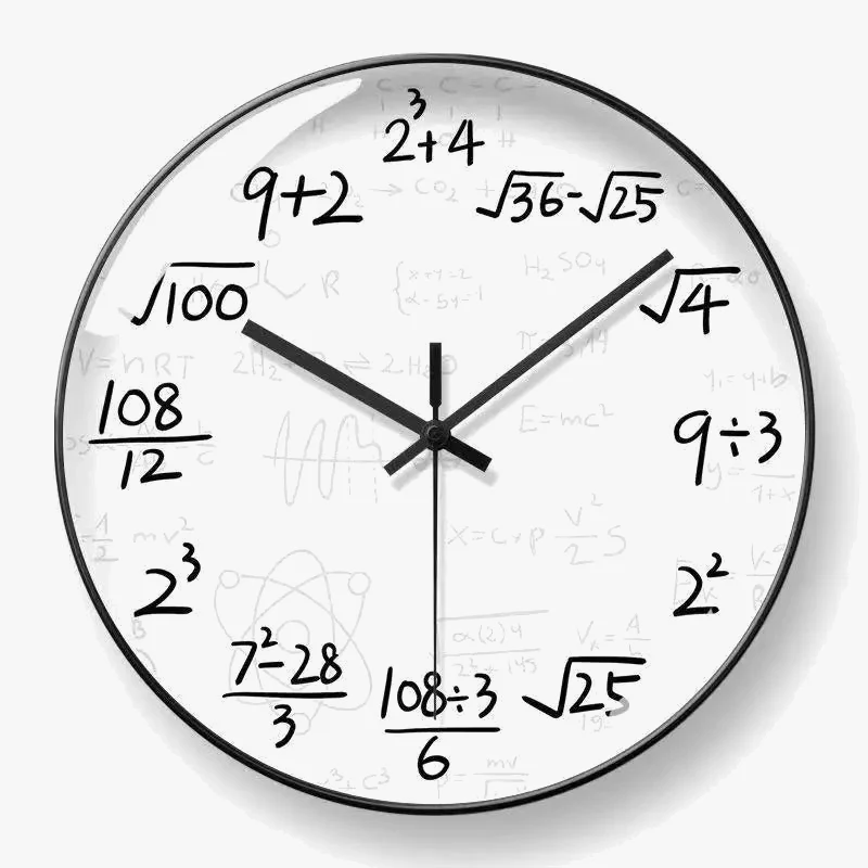 horloge murale mathématiques tableau noir décoration scolaire enfants