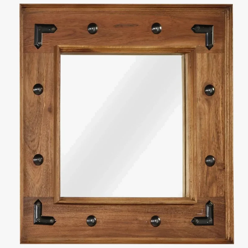 miroir en bois d'acacia massif pour décoration murale intérieure