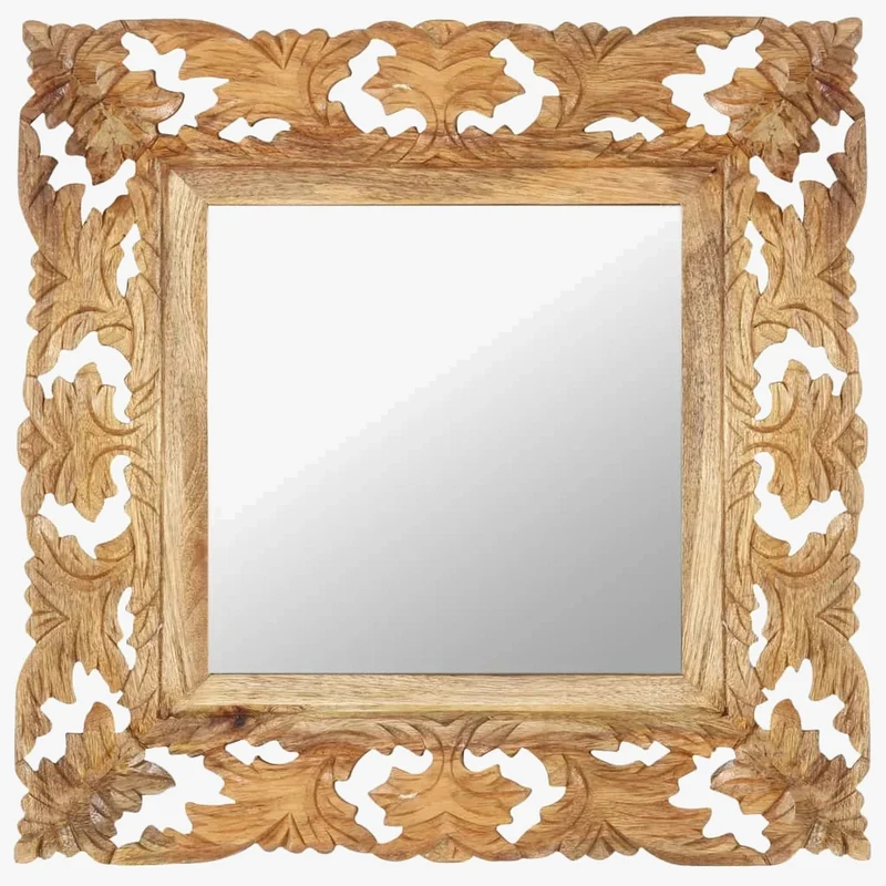 miroir sculpté en bois de manguier pour décoration intérieure