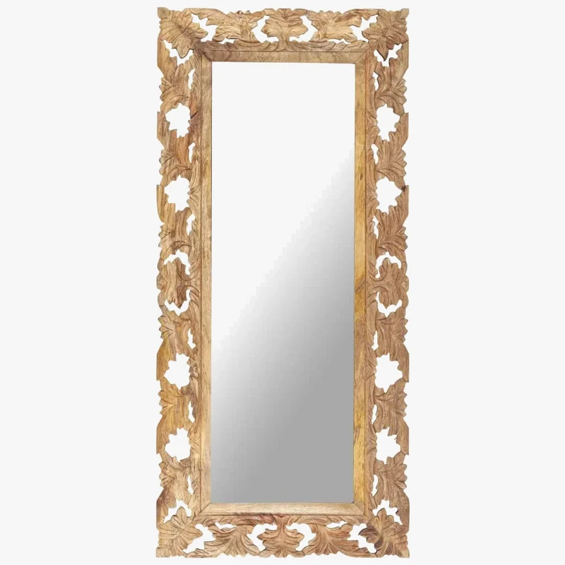 miroir sculpté en bois de manguier décoration murale artisanale