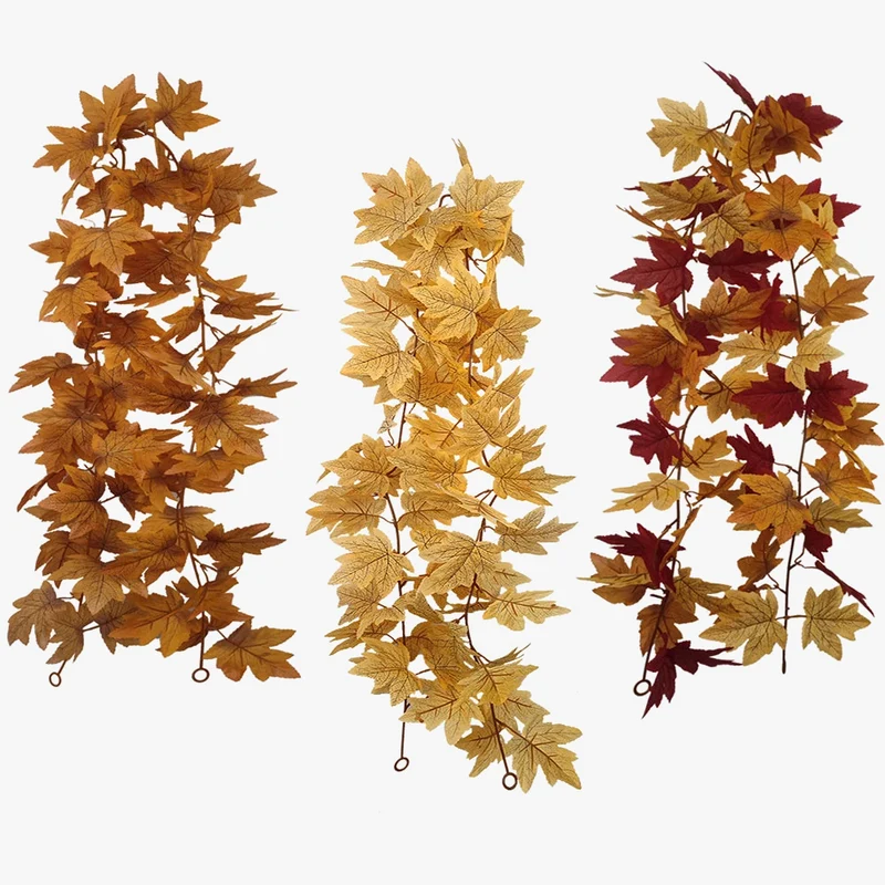 guirlande de feuilles d'érable artificielles en soie décorative pour jardin