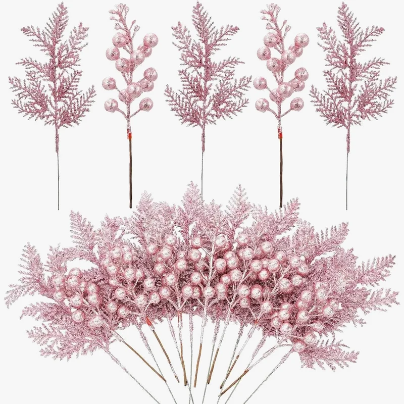 lot de 5 décorations de noël paillettes fleurs artificielles pour nouvel an 2025