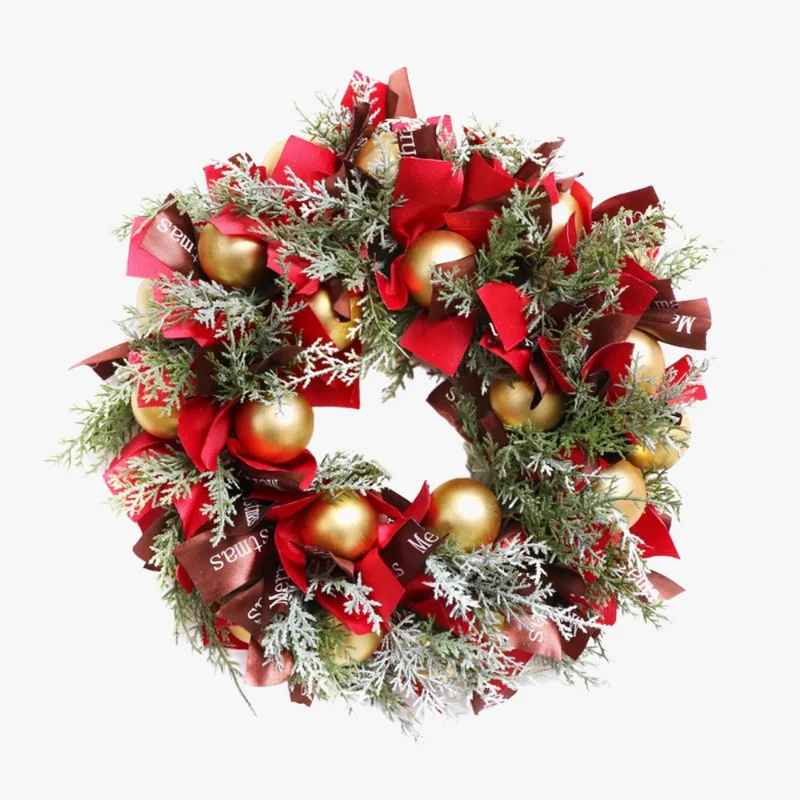 couronne de noël festive avec rubans et boules décoratives