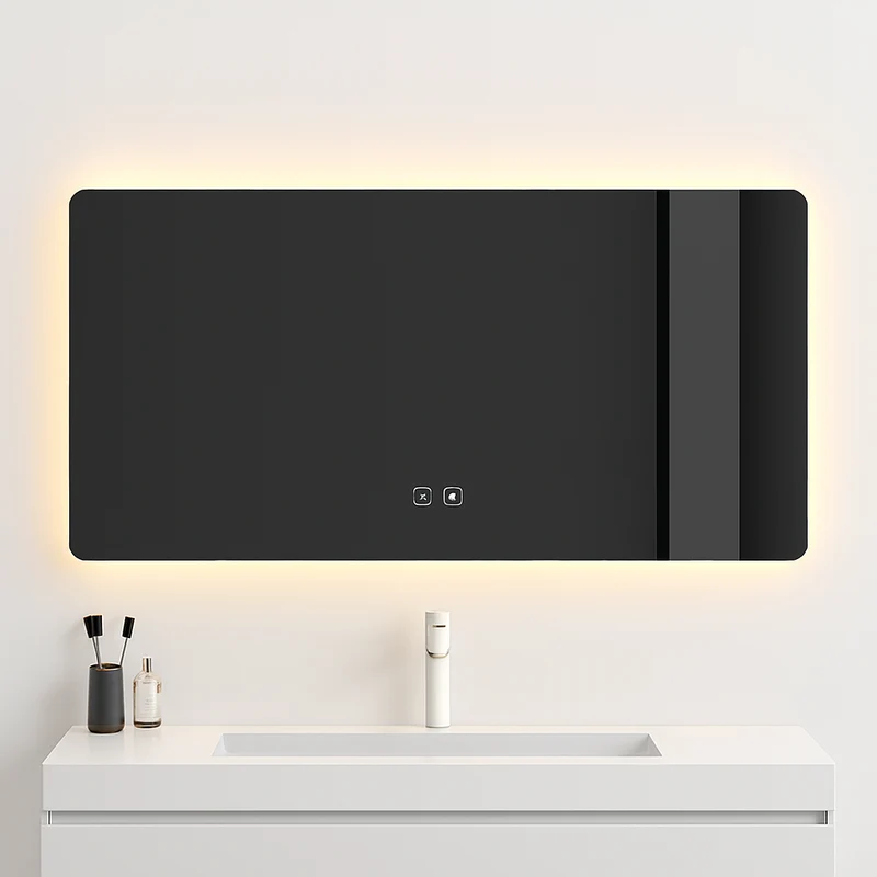 miroir intelligent rectangulaire à écran tactile avec éclairage led
