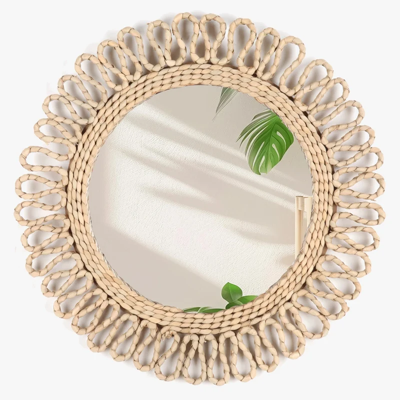 miroir mural circulaire bohème tissé décoratif pour une ambiance chaleureuse