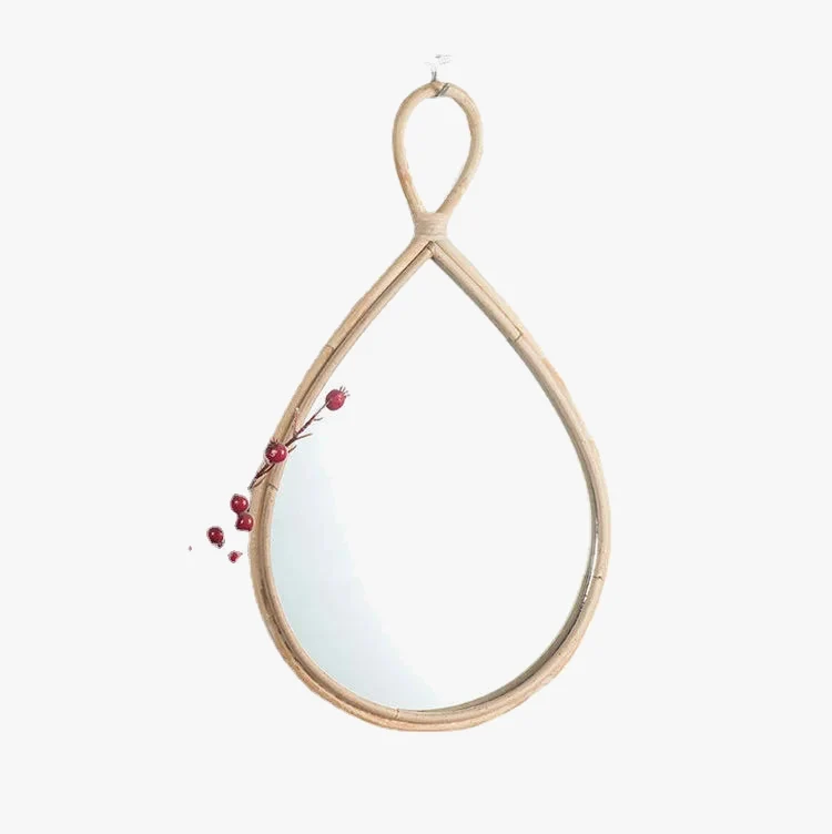 miroir décoratif tissé en osier pour décoration murale artisanale