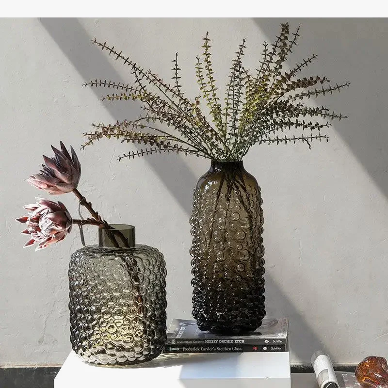 vase en verre décoratif à bulles pour arrangements floraux modernes
