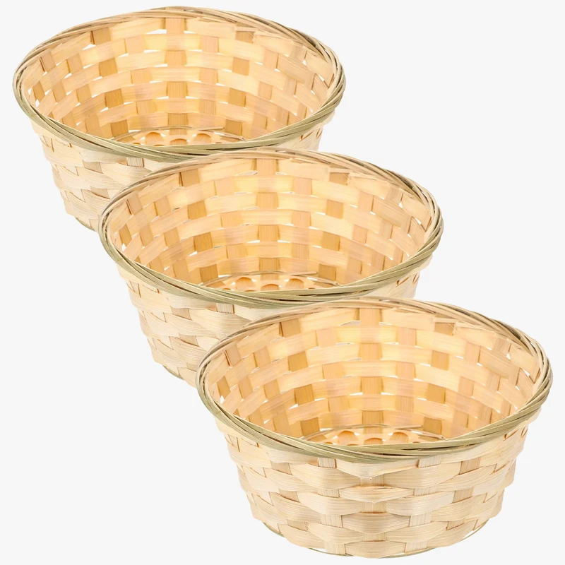 lot de 3 paniers en bambou pour fruits et rangement