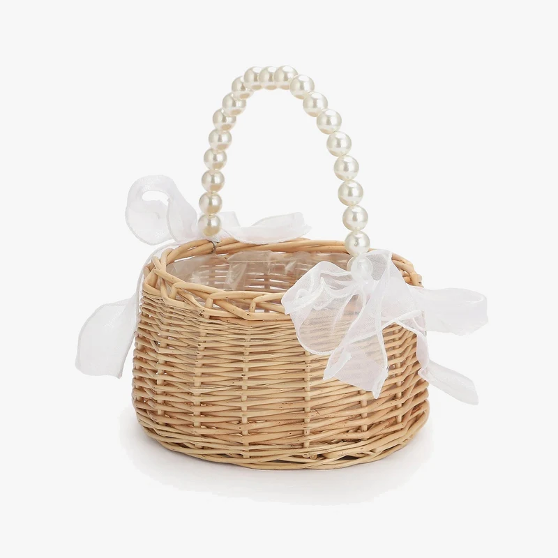 panier à fleurs tissé en rotin pour décoration de mariage