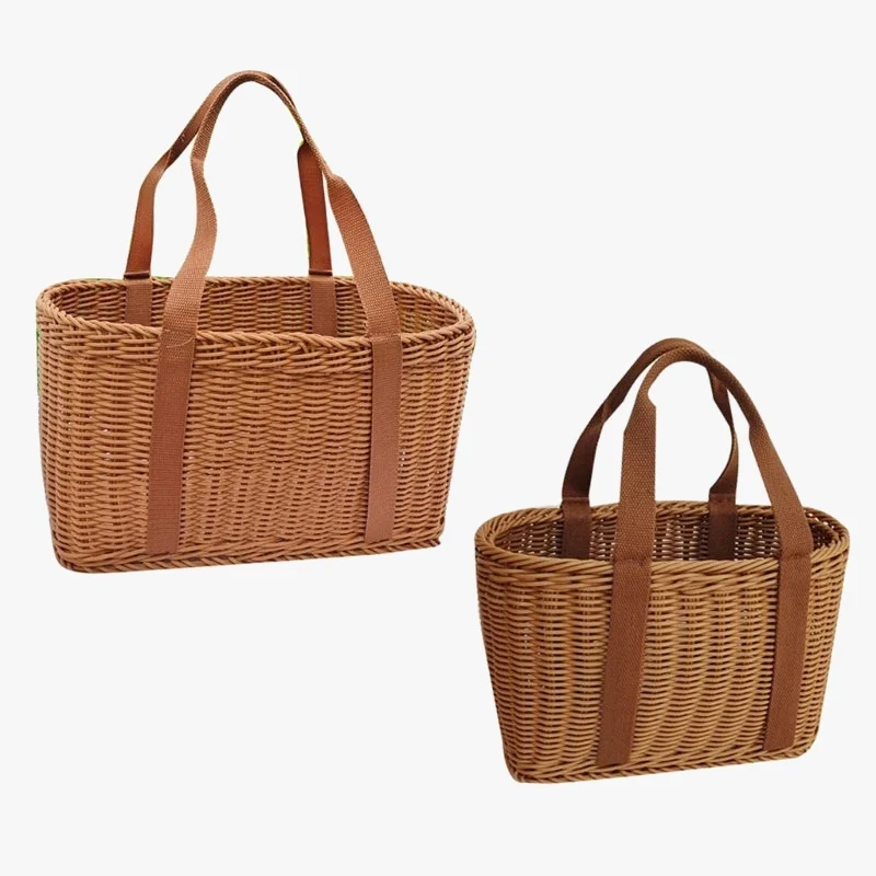 panier tissé pour fruits et fleurs avec poignées peu encombrant
