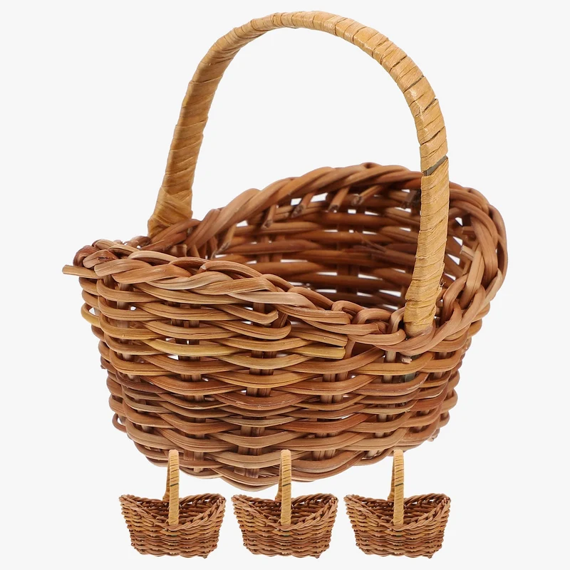 panier miniature en osier pour poupées et décorations festives
