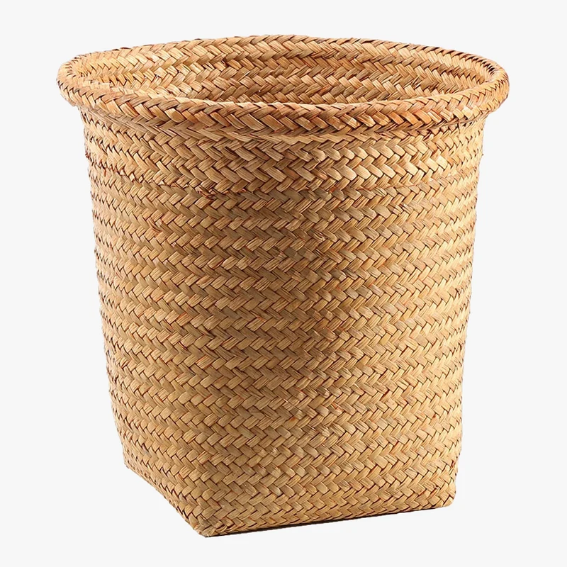 panier poubelle en osier pour rangement et déchets