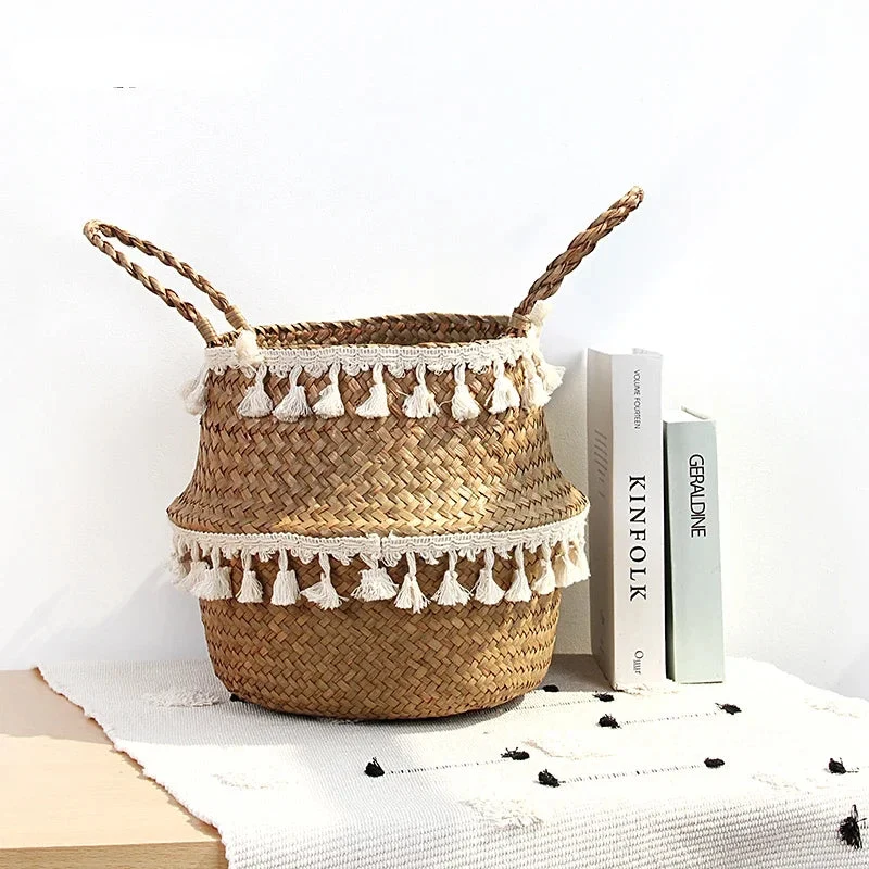 paniers de rangement en bambou pliables pour jardin et pot de fleurs