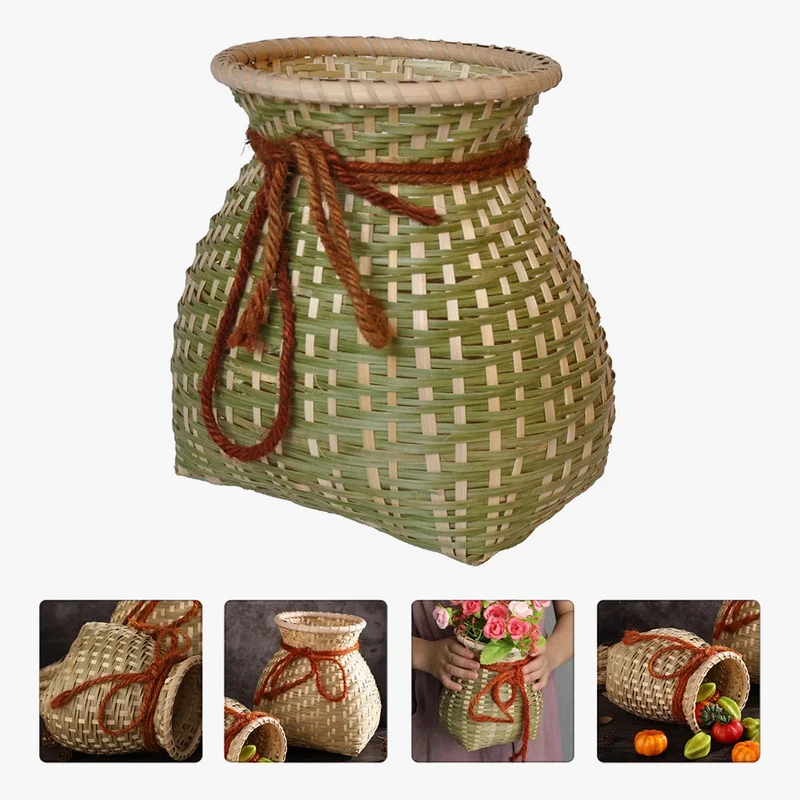 panier à fleurs en osier et rotin pour décoration rustique