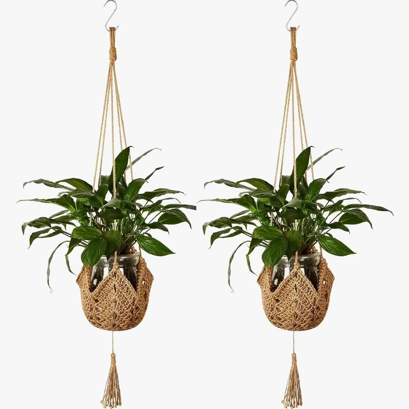 panier suspendu en macramé pour plantes décoratives