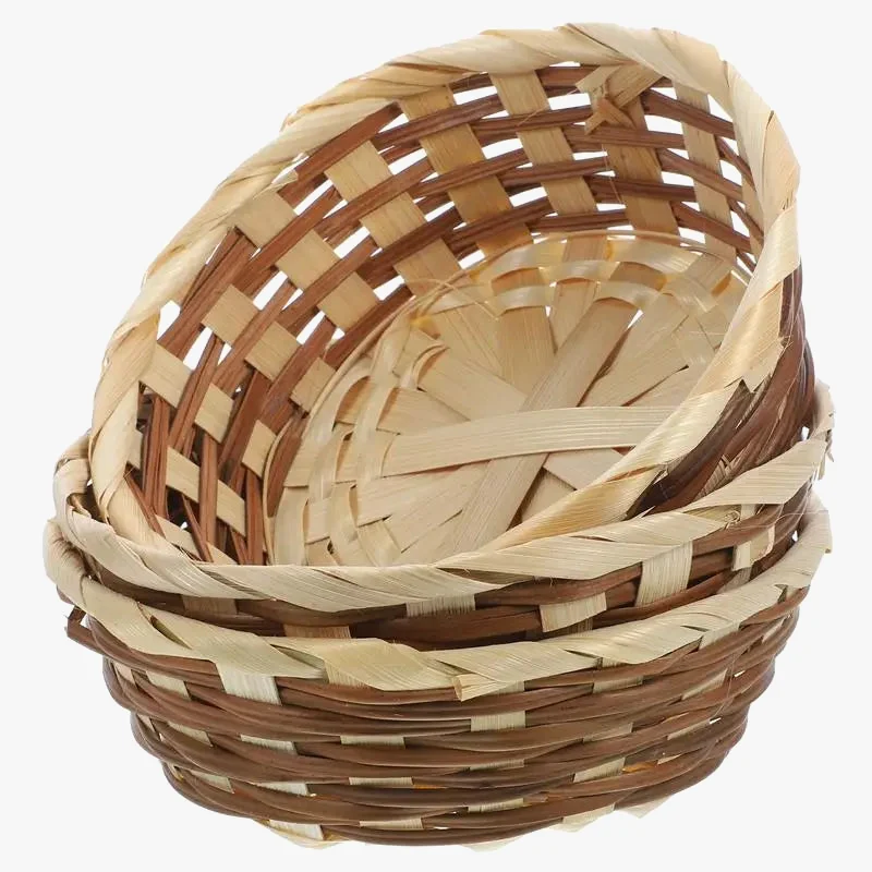 lot de 3 paniers en bambou pour fruits et collations