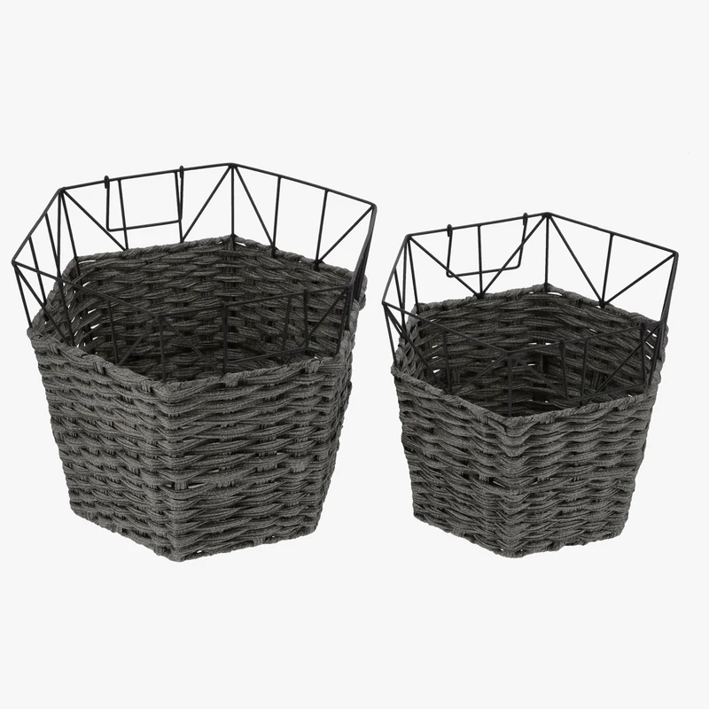 lot de 2 paniers à linge en fer forgé organisateur de rangement pratique