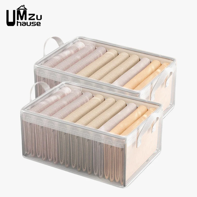 lot de 2 paniers transparents avec cadre en métal pour rangement polyvalent