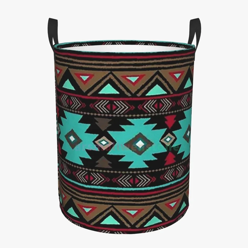 panier à linge rond ethnique pour rangement jouets et vêtements
