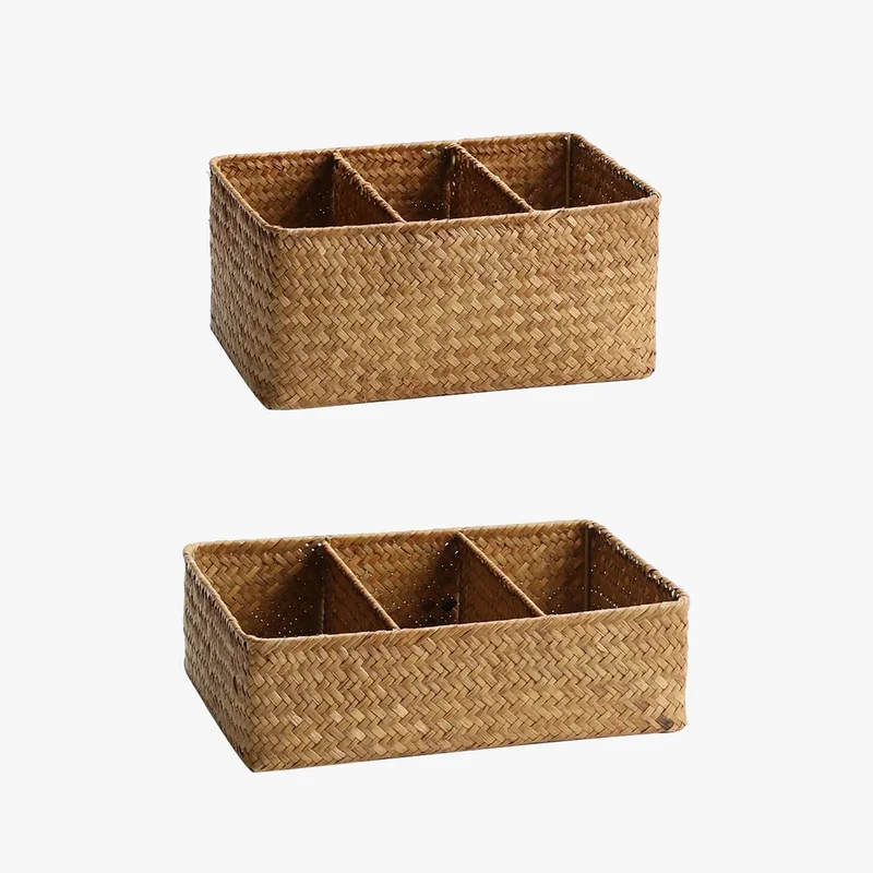 panier de rangement en osier tissé pour organiser la maison